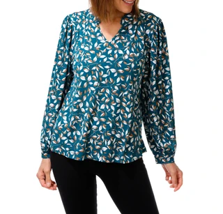 Thumbnail 1: Good Days Only Women's Long Sleeve Split Neck Printed Top 
