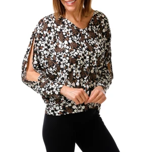 Thumbnail 1: Good Days Only Women's Slit Sleeve Printed Blouse 