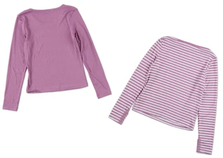 Thumbnail 2: No Comment Girls Girls 2 Pk Long Sleeve Boat/Scoop Neck Tees 