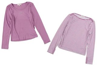 Thumbnail 1: No Comment Girls Girls 2 Pk Long Sleeve Boat/Scoop Neck Tees 