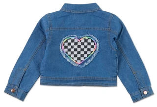 Thumbnail 2: Vince Camuto Little Girls Button Up Sequined Heart Denim Jacket 