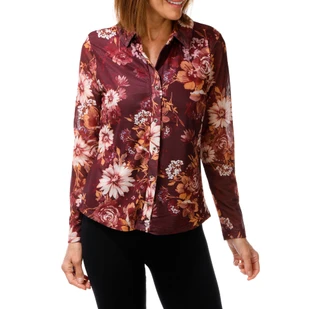 Thumbnail 1: ADRIENNE VITTADINI Women's Long Sleeve Button Front Printed Blouse 
