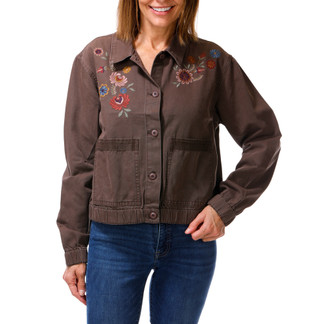 Thumbnail 1: DW Women's Twill Floral Swirl Embroidered Jacket 