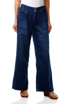 Thumbnail 1: Royalty For ME Women's Two Button Wide Leg Jeans 
