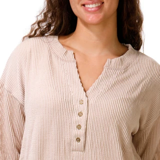 Thumbnail 2: J.O.A Junior's Long Sleeve Ribbed Henley Top 