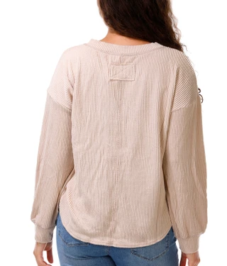 Thumbnail 3: J.O.A Junior's Long Sleeve Ribbed Henley Top 