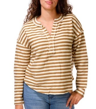 Thumbnail 1: Blu Pepper Junior's Long Sleeve Striped Henley Top 