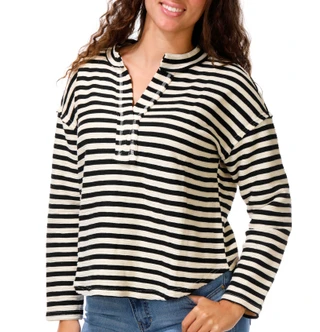 Thumbnail 1: Blu Pepper Junior's Long Sleeve Striped Henley Top 