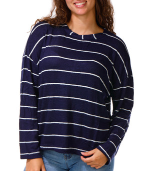Thumbnail 1: Blu Pepper Junior's Long Sleeve Striped Knit Top 
