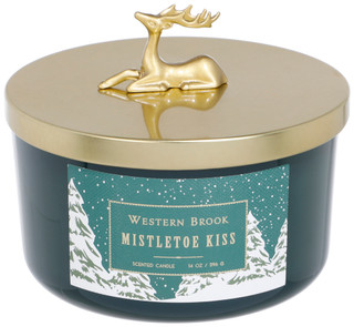 Thumbnail 2: Western brook 14 OZ Berries and Mistletoe Scented Deer Topper Candle 