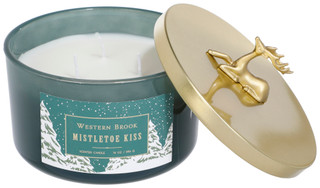 Thumbnail 1: Western brook 14 OZ Berries and Mistletoe Scented Deer Topper Candle 