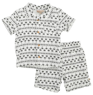 Thumbnail 1: BEARPAW Toddler Boys' Double Gauze Cabana Set - Black Palm Print 
