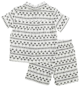 Thumbnail 2: BEARPAW Toddler Boys' Double Gauze Cabana Set - Black Palm Print 