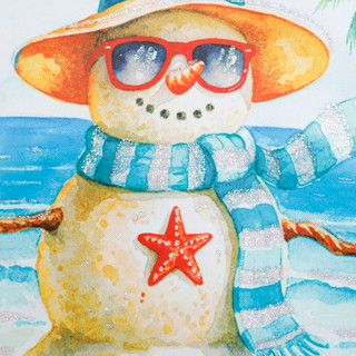 Thumbnail 2: Creekside Coastal Sand Snowman Glitter Garden Flag  