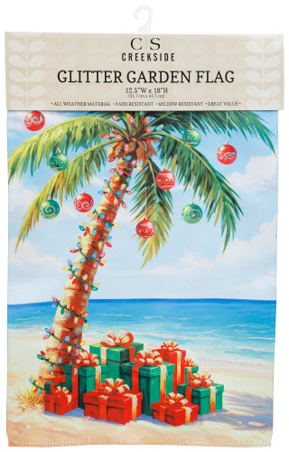 Thumbnail 1: Creekside Tropical Christmas Glitter Garden Flag  