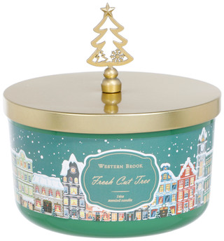 Thumbnail 2: Western brook 14 OZ 3 Wick Balsam Fir Tree Topper Christmas Candle  