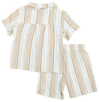 Thumbnail 2: BEARPAW Toddler Boys' Double Gauze Cabana Set - Stripe 