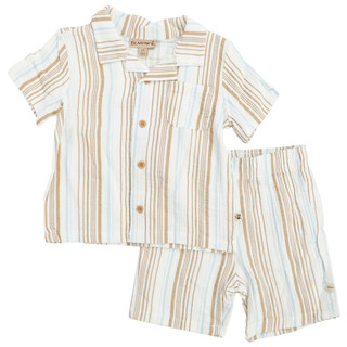 Thumbnail 1: BEARPAW Toddler Boys' Double Gauze Cabana Set - Stripe 