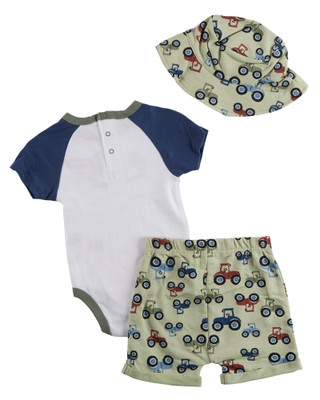 Thumbnail 2: Wrangler 3 Pc Baby Boys Short Sleeve Bodysuit Shorts and Hat Set  
