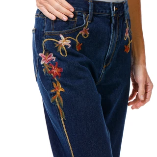 Thumbnail 2: Driftwood Women's Rory Lilies Lassos Embroidered Straight Leg Jeans  