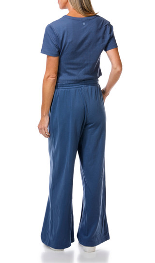 Thumbnail 2: HARMONY & BALANCE Women's 2 Pc Ribbed Tee Wide Leg Pant Set 