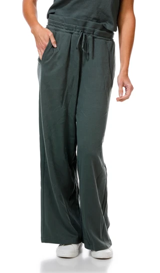 Thumbnail 4: HARMONY & BALANCE Women's 2 Pc Ribbed Tee Wide Leg Pant Set 