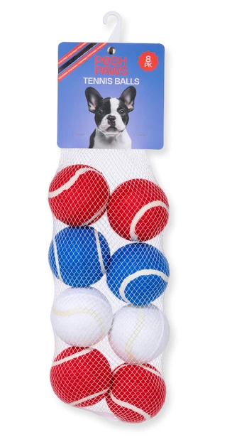 Thumbnail 1: Posh Paws Americana Medium Tennis Ball Dog Toy Set - 8 Piece 