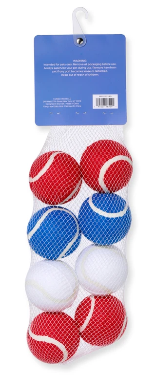 Thumbnail 3: Posh Paws Americana Medium Tennis Ball Dog Toy Set - 8 Piece 