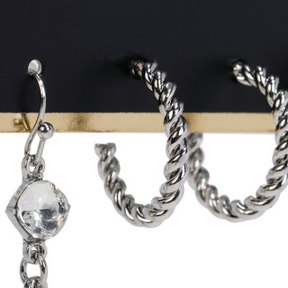 Thumbnail 2: BADGLEY MISCHKA Women's 3 Pk Twisted Hoop & Drop Earrings 