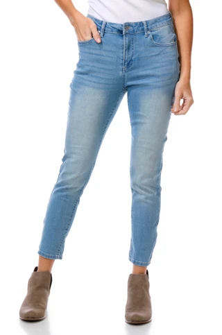 Thumbnail 1: Express Women's Mid-Rise  Hyper Stretch Skinny Jeans 