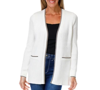 Thumbnail 1: RIO & RIAN Women's Long Sleeve Open Front Ribbed Cardigan  