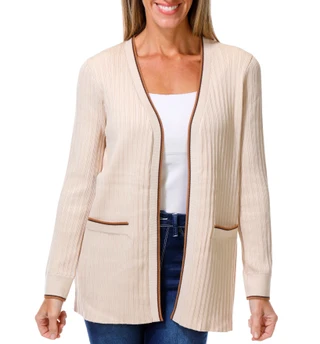 Thumbnail 1: RIO & RIAN Women's Long Sleeve Open Front Ribbed Cardigan  
