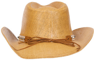 Thumbnail 2: Woven Straw Cowboy Hat with Beaded Band 