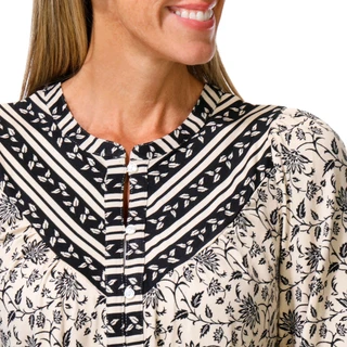 Thumbnail 2: BOBEAU Women's Petite Long Sleeve Casual Button Up Print Top 