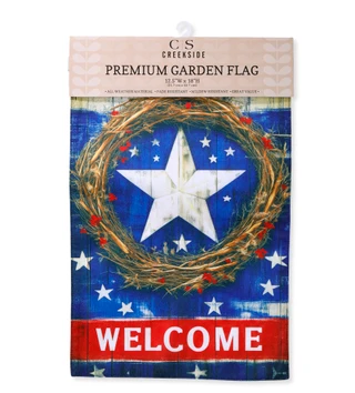 Thumbnail 1: Carson Home Accents Americana Burlap Welcome Star Garden Flag 