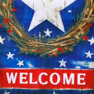 Thumbnail 3: Carson Home Accents Americana Burlap Welcome Star Garden Flag 