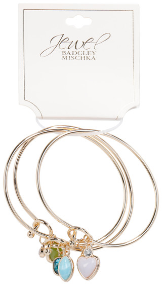 Thumbnail 1: BADGLEY MISCHKA 3 Piece Gold Crystal Bracelets 
