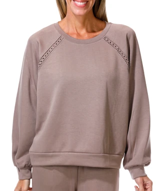 Thumbnail 2: Tahari Women's 2 Pc Raglan Crew Neck Pullover Pant Set 
