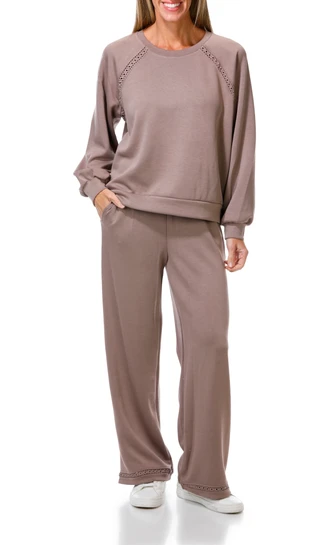 Thumbnail 1: Tahari Women's 2 Pc Raglan Crew Neck Pullover Pant Set 