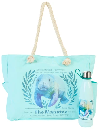 Thumbnail 1: Chubby Mermaids 2 Pc Beach Tote & Water Bottle Set 