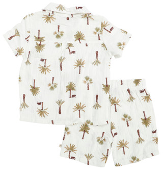 Thumbnail 2: BEARPAW Toddler Boys' Double Gauze Cabana Set - Palm Print 
