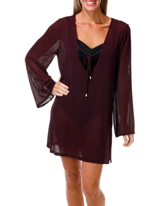 Thumbnail 1: Dotti Women's Long Sleeve Tunic Cover Up 