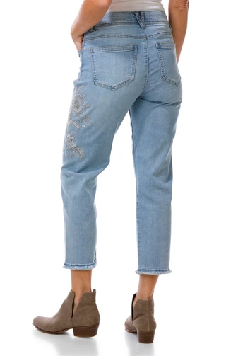 Thumbnail 3: Democracy Women's Petite Slim Straight Floral Embroidered Jeans  