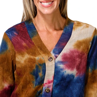 Thumbnail 3: Coral Bay Women's Petite Tie Dye Button Up Cardigan  