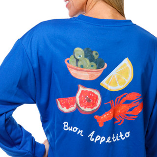 Thumbnail 2: Taelynn Women's Long Sleeve Seafood Graphic Buon Appetito Sweater 
