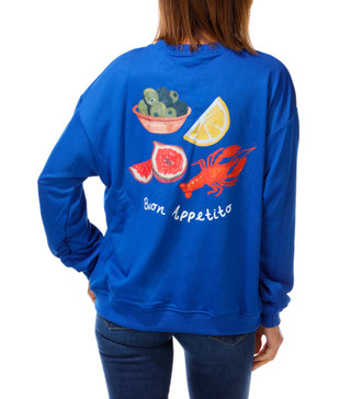 Thumbnail 3: Taelynn Women's Long Sleeve Seafood Graphic Buon Appetito Sweater 