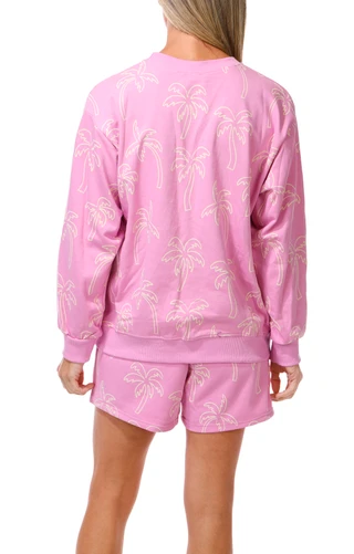 Thumbnail 2: Taelynn Women's Long Sleeve Palm Print Sweater 