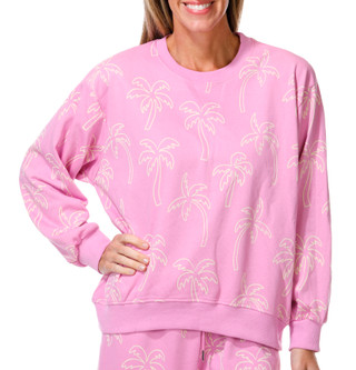 Thumbnail 4: Taelynn Women's Long Sleeve Palm Print Sweater 