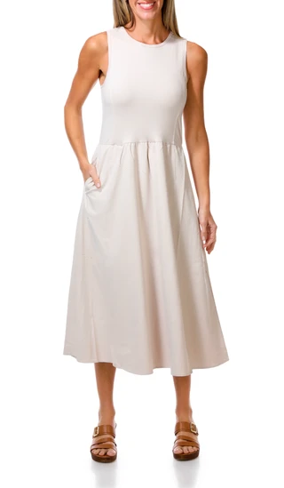 Thumbnail 1: THREAD AND SUPPLY Women's Sleeveless Knit Woven Maxi Dress  