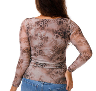Thumbnail 2: Madden Girl Junior's Long Sleeve Contrast Lace Square Neck Top 